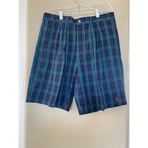 Vintage deadstock Knights of Roundtable cotton plaid pleated shorts 32